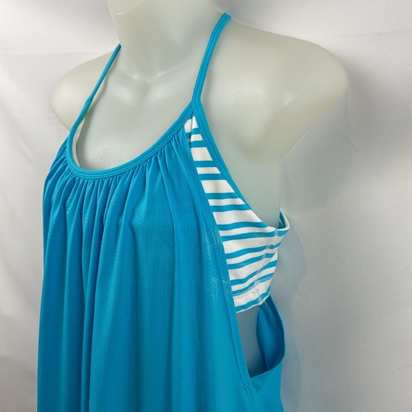 Lululemon No Limit Yoga Tank Built In Bra Blue Twin Striped Top Size 6 - Picture 5 of 11